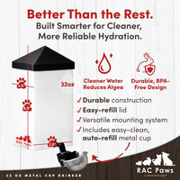 RentACoop 32oz Small Animal Drinking Bottle with Auto-Fill Metal Cup – Essentials for Small Pets - 32 Oz - image 2