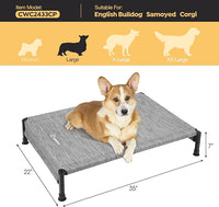 Veehoo Cooling Outdoor Dog Bed, Heavy Duty Elevated Pet Bed with Washable & Breathable Teslin Mesh, Non-Slip Silicon Feet, Dog Cot Bed with Support Hem, 35" x 22", Black Silver, CWC2433
