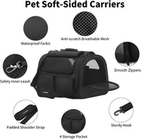 FUKUMARU Cat Carrier, Airline Approved Dog Carrier with Rollable Cover – Essentials for Cats - Black - image 3
