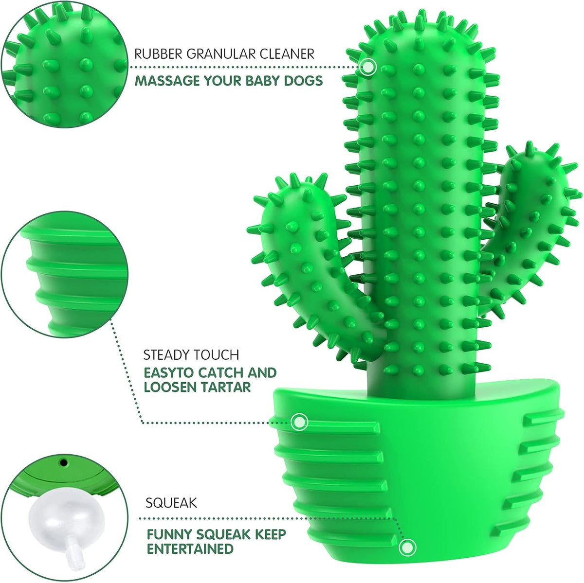 Cactus Dog Chew Toy for Aggressive Chewers - For Medium Dog / Green - image 4