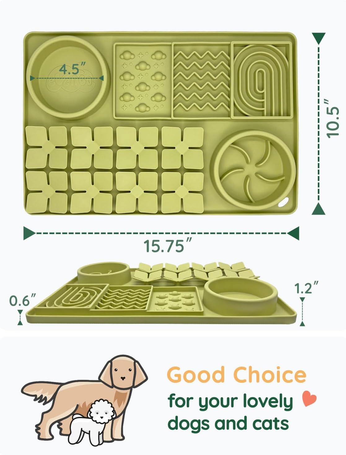 Slow Feeder Bowl, Silicone Lick Mat with Suction Cups for Dog Cat, Snuffle Mat for Pet Smell - Green / Starry Clouds 4in1 - image 4