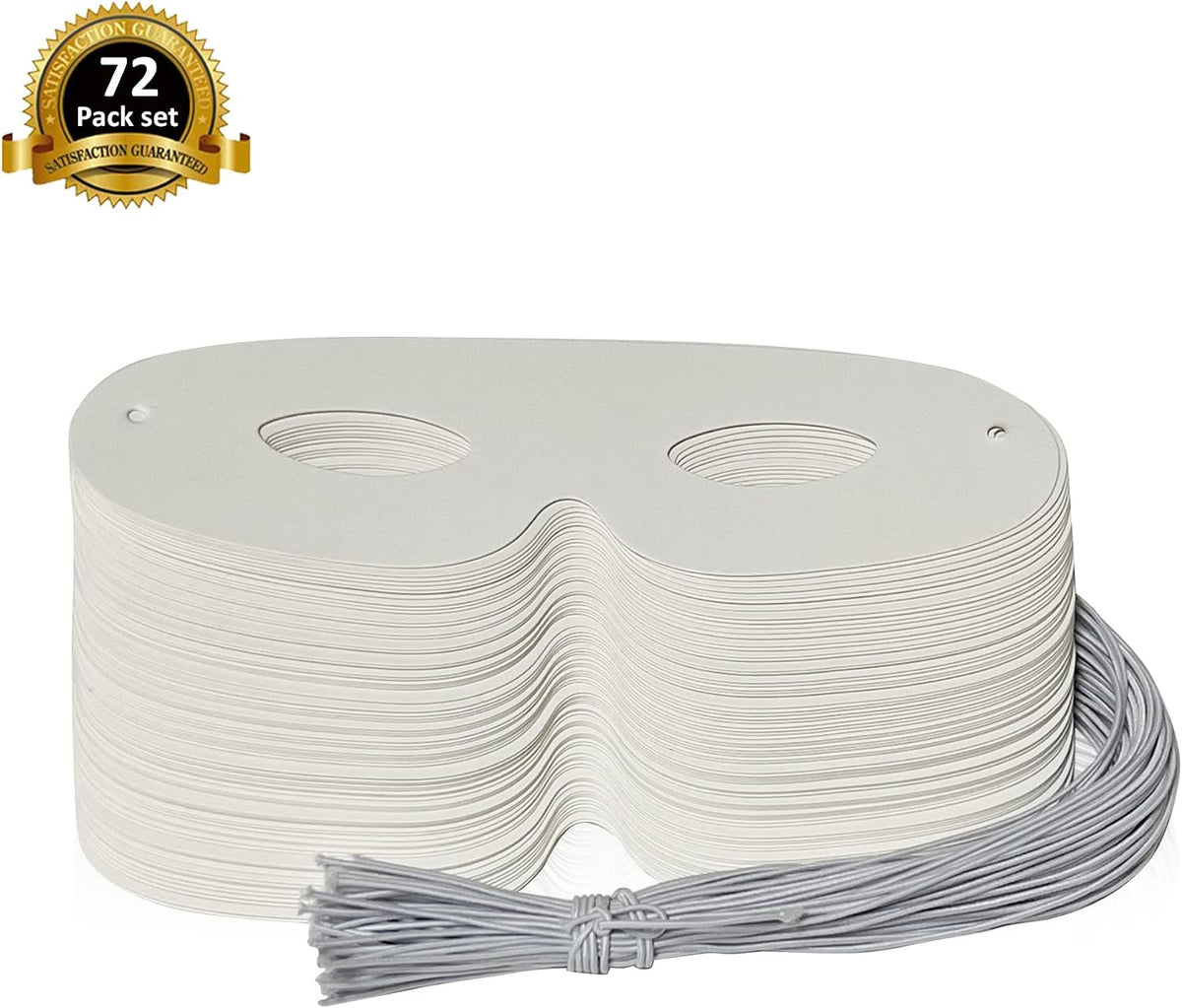 Lependor 72 white paper eye masks, blank masquerade masks with elastic ropes - view 3