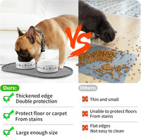 Dog Food Mat Spill-Proof Silicone Dog Bowl Mat Raised Edge Pet - Grey / 19"L x 12"W - image 3