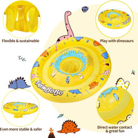 Inflatable Baby Swimming Float with Safety Seat Fun Swimming Pool - Colorful Dinosaur - image 2