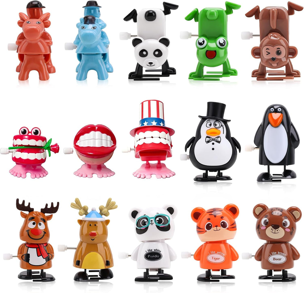 EEOCWF Christmas wind up toys for kids, 15 clockwork Santa, snowman and penguin figures
