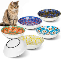 Ceramic Cat Food Bowls, Water - Bohemian Colors