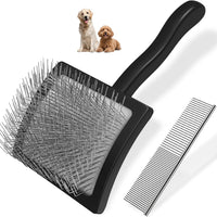 2PCS Slicker Brush for Dogs & Pet Comb - Black / Large