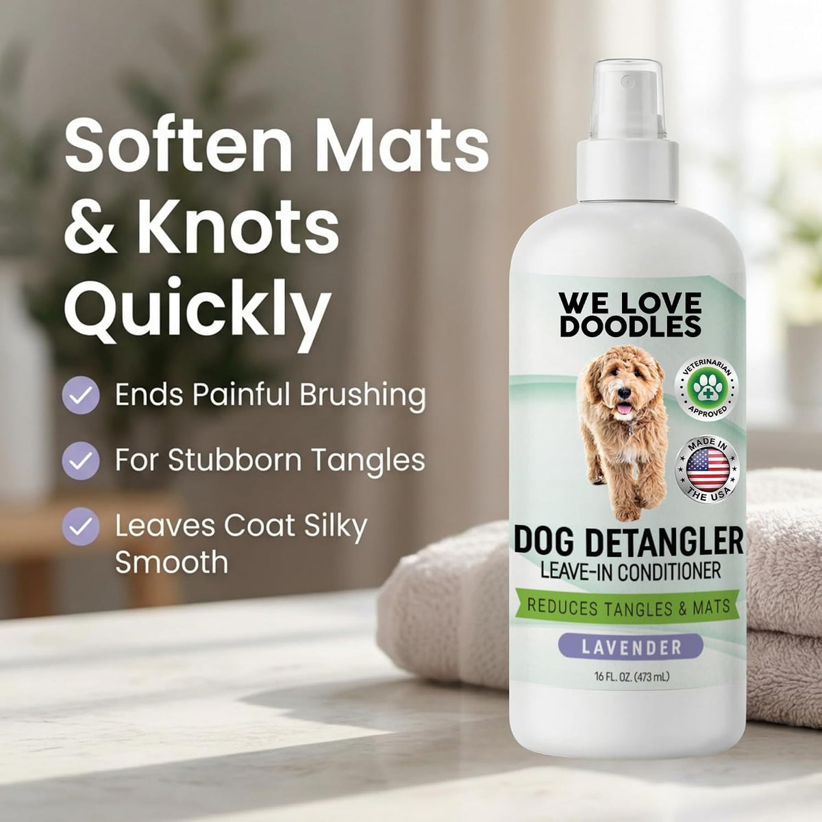 Slicker Brush for Dogs, Pet Grooming Brushes for Doodles & Poodles, Large – Essentials for Dogs - Small Brush & Detangler Spray - image 2