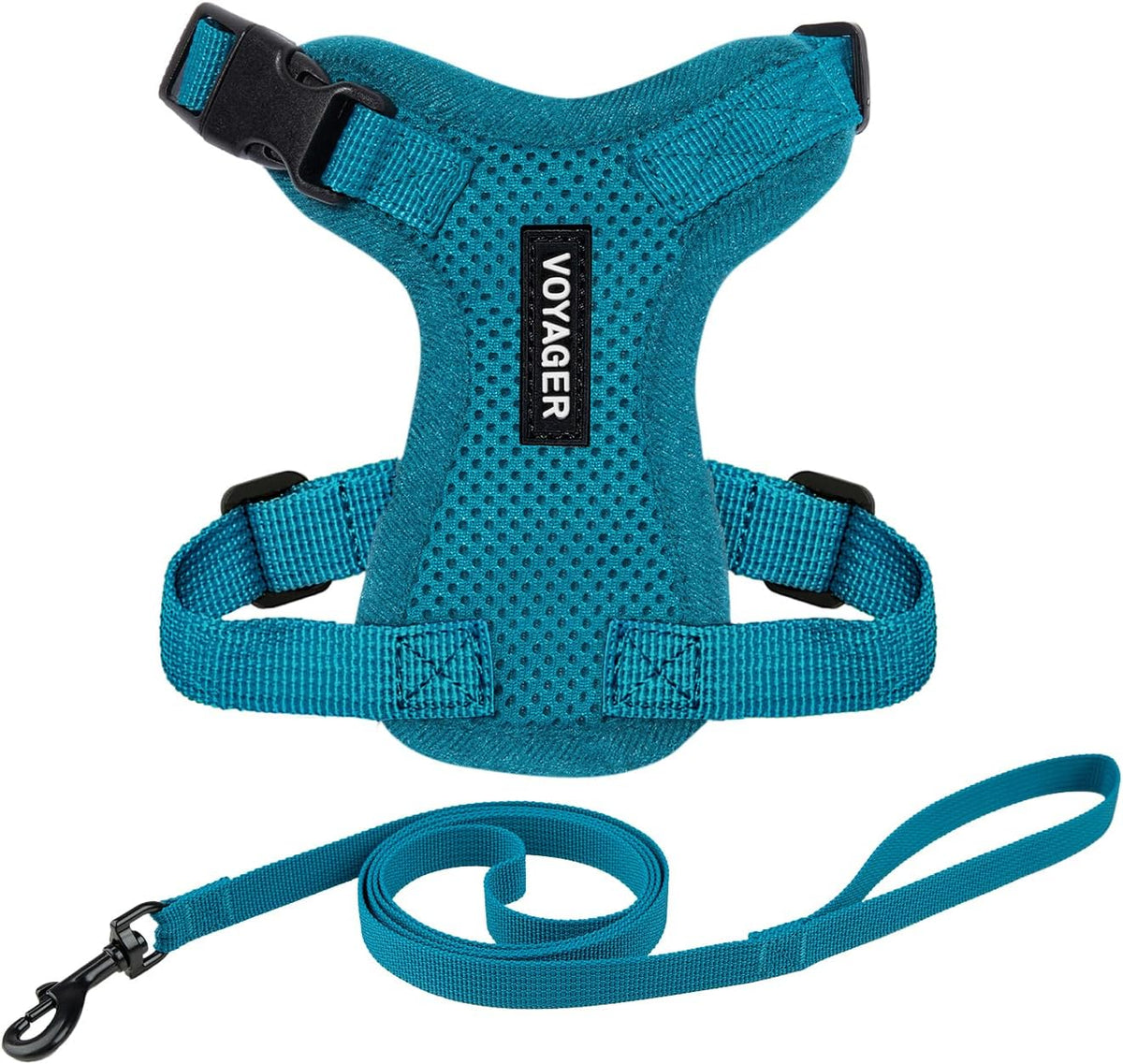 Voyager Escape-Proof Step-in Harness & Leash, Moss Green - Turquoise / S (Chest: 15 - 18")