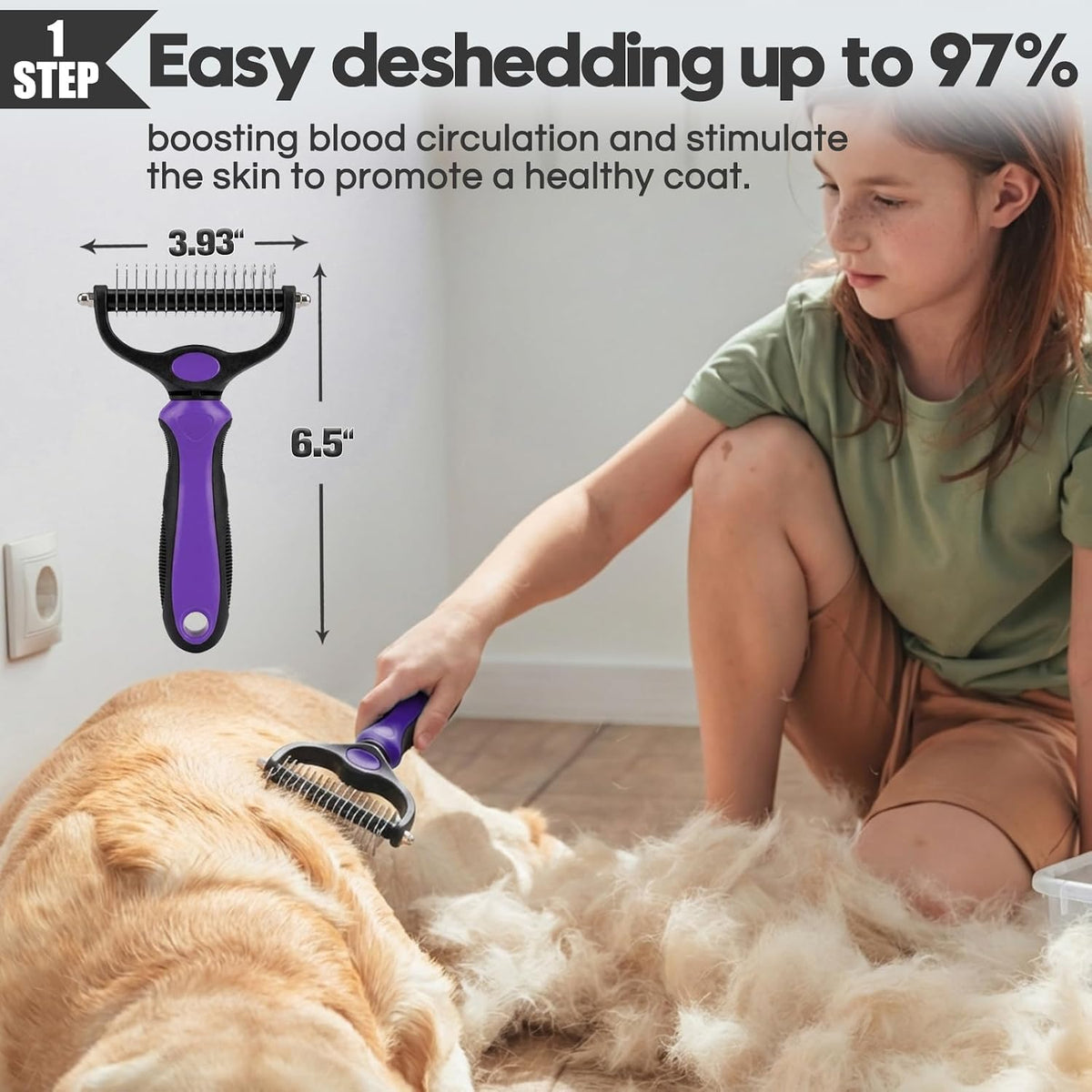 Dog Slicker Brush for Dogs Grooming Kit 5PCS Long Haired Doodles – Essentials for Dogs - Purple - image 4