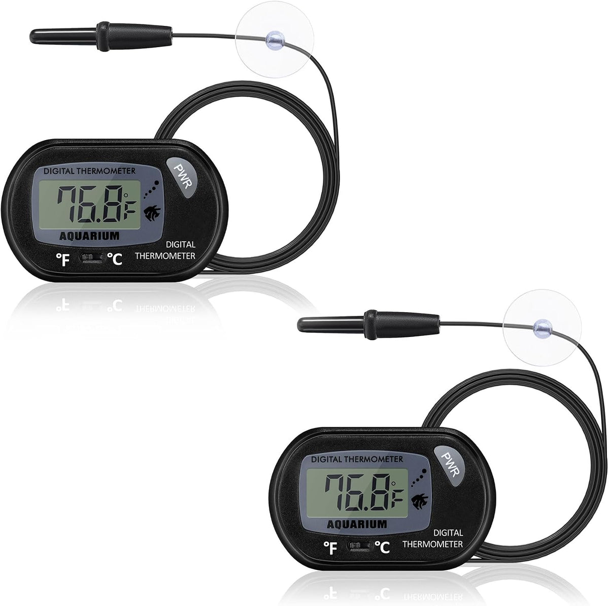 DaToo Aquarium Thermometer with Large LCD Display Fahrenheit/Celsius - 2 Pack