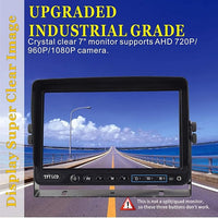AHD 1080P 7" Reverse Rear View Backup Dual Camera System, Two Cameras with Night Vision Waterproof IP69K Vibration-Proof 10G for Truck/Trailer/RV/Bulldozer/Crop Sprayer/Agricultural Equipment