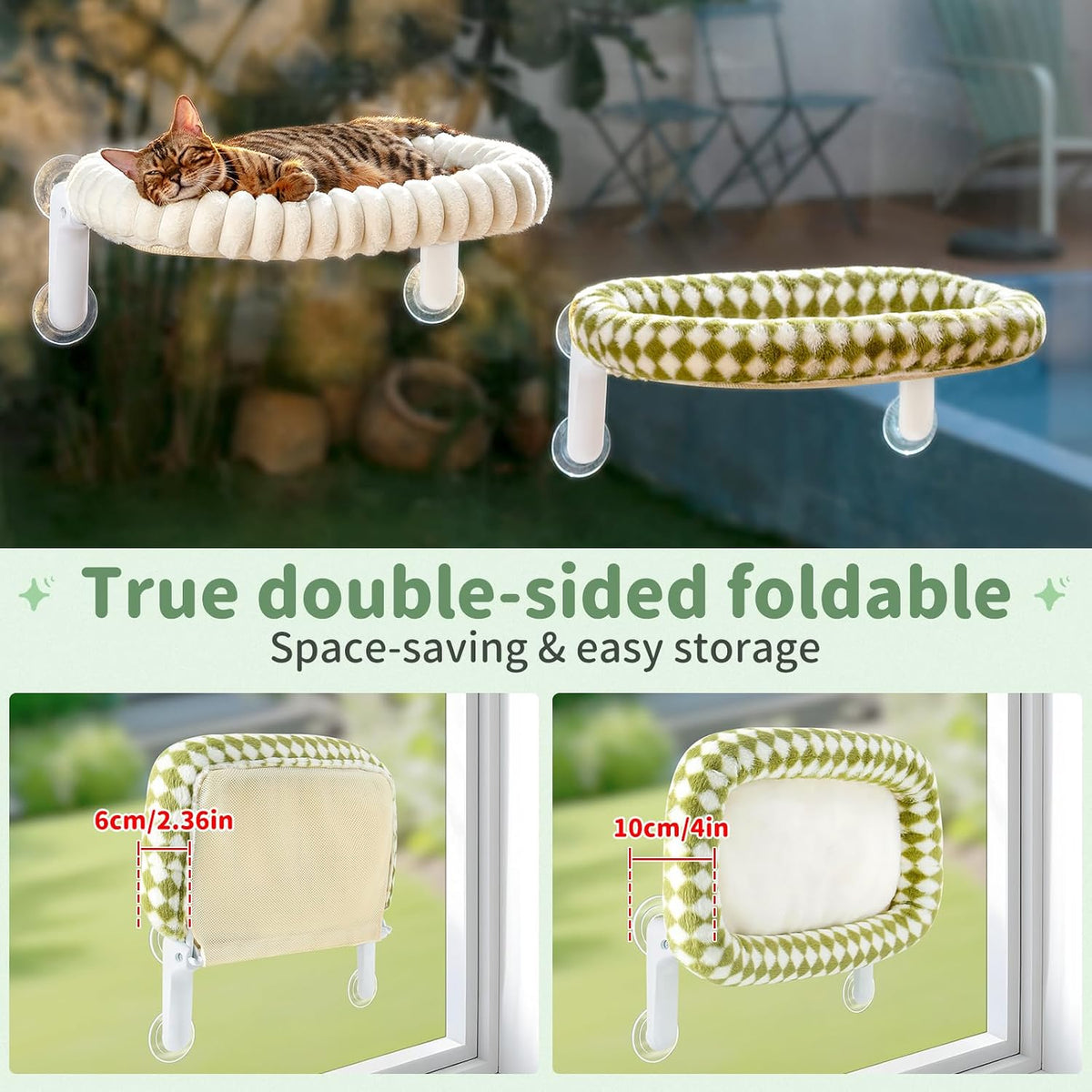 Sunhoo Foldable Cat Window Perch - Green / 23.62"L x 11.8"W x 9.45"TH - image 2