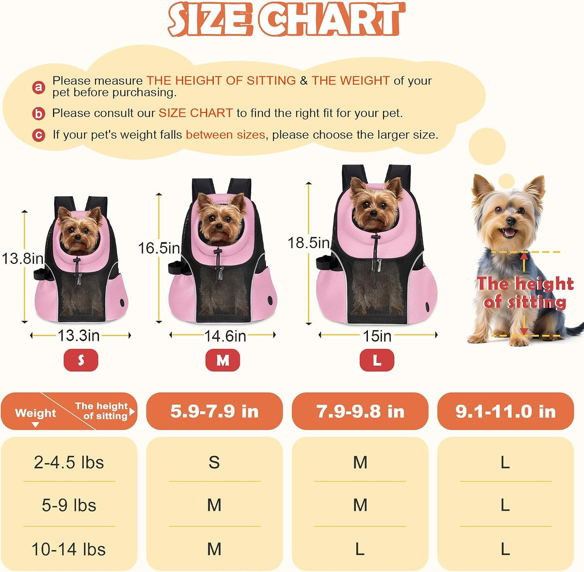 WOYYHO Pet Dog Carrier Backpack - Pink / Large(10-14lbs) - image 4
