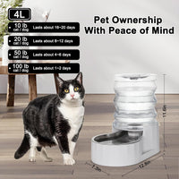 RIZZARI 8L Elevated Dog Water Dispenser: Gravity Waterer for Large - White / 4L without Filter - image 2