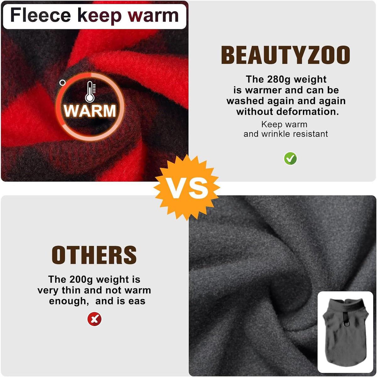 Dog Fleece Vest Sweater Winter Jacket for Small and Medium Large Dogs - Medium / RED BUFFALO PLAID - image 3