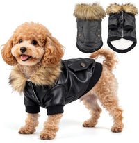 LESYPET Dog Leather Jacket for Small Dogs - Large / Black