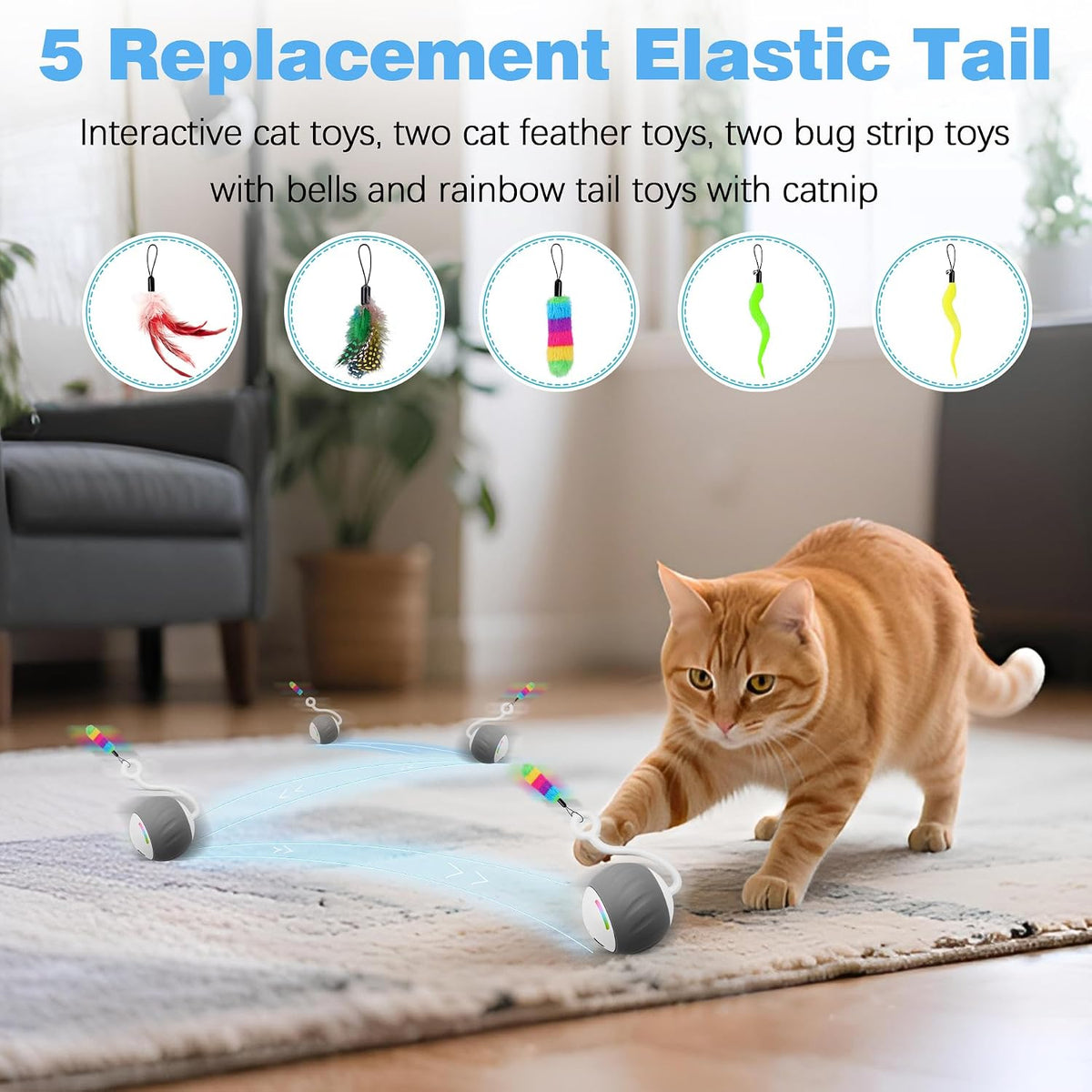 Upgraded 2.36 Inch Large Interactive Cat Toys Ball for Indoor Cats - Gray - image 4