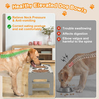 Elevated Bowls, 4 Height Adjustable Raised Stand With 2 Thick 50oz Stainless Steel Food Bowls - Light Brownish Gray / 8" for Medium Dogs - image 3