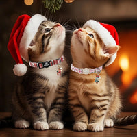 2 Pack Cute Cat Collars - Cartoon Bee Ladybug Breakaway Cat Collar with Bell & Matching Pendant - Pink&Red - image 2