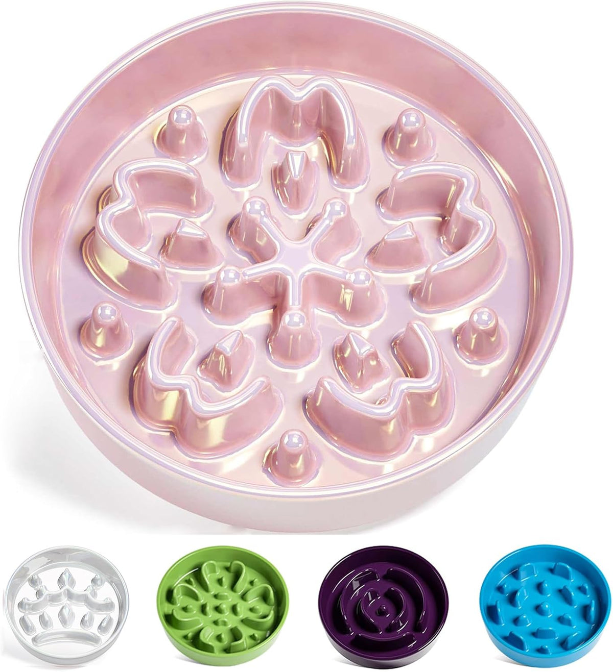 LE TAUCI Ceramic Slow Feeder Dog Bowls Small Breed - Sakura Pink / M-1.5 Cups
