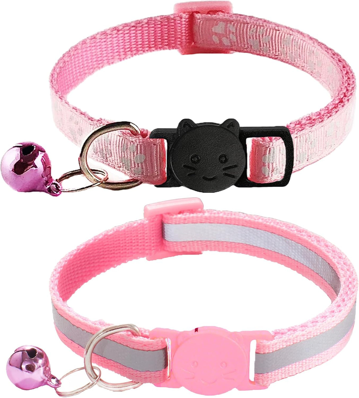2 Pack Breakaway Cat Collars with Bells - Pink