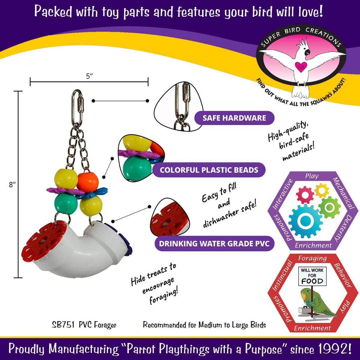 Super Bird Creations SB751 PVC Forager Bird Toy - image 2