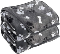 Dog Blanket Paw Bone Pattern 1 Pack 2 Super Soft Warm Flannel Sofa - 60*50 inch (Pack of 2) / Grey|paw Bone