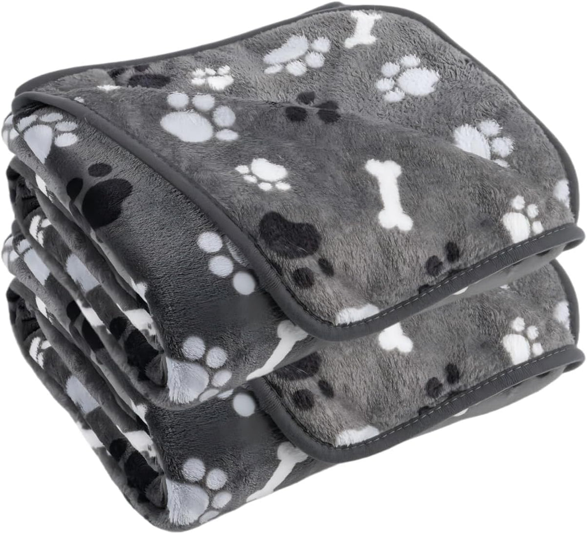 Dog Blanket Paw Bone Pattern 1 Pack 2 Super Soft Warm Flannel Sofa - 60*50 inch (Pack of 2) / Grey|paw Bone