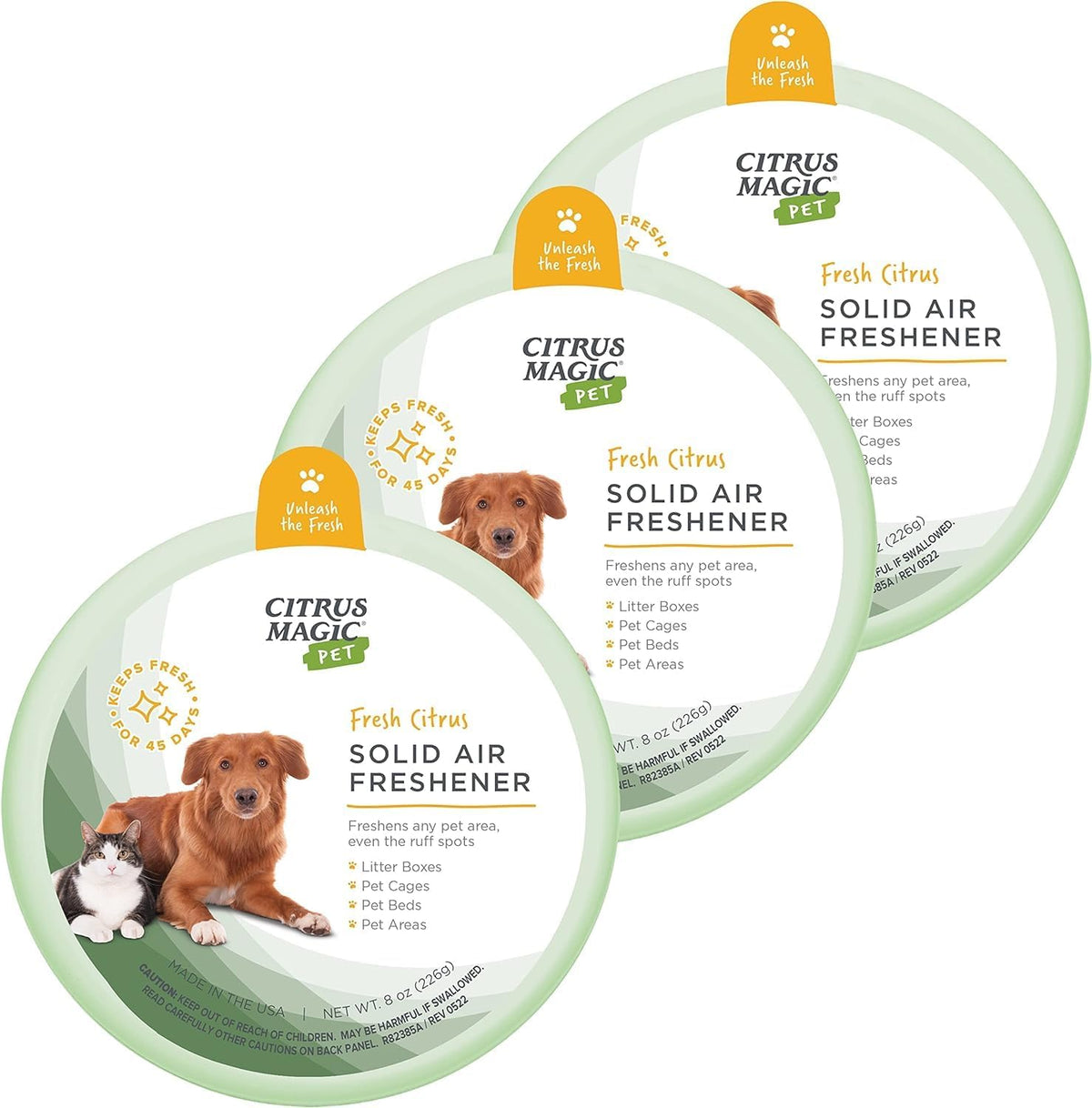 Citrus Magic Pet Solid Air Fresheners - Fresh Citrus / 8 Ounce (Pack of 3) / 8 Ounce (Pack of 3)