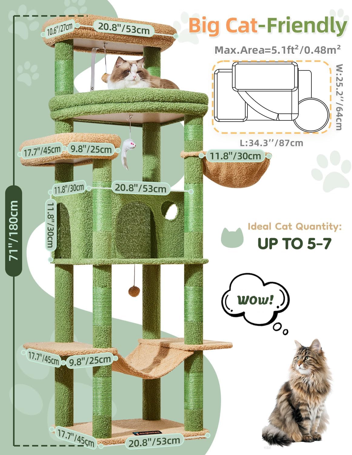 Taoqimiao Heavy-Duty Cat Tree - Cactus - image 2