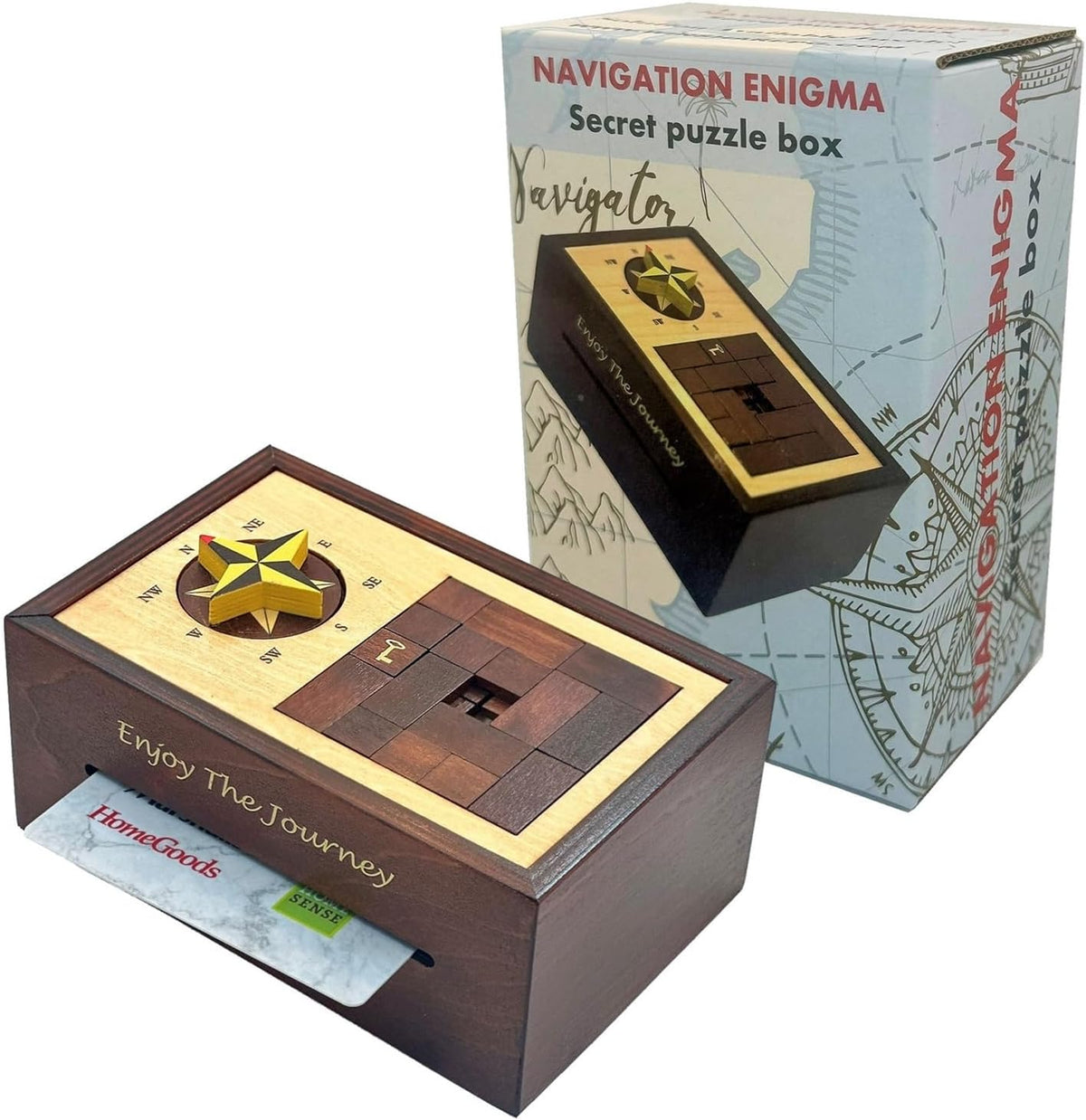 Winshare Navigation Enigma wooden secret puzzle box for money and gift cards