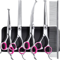 Gimars Titanium Coated Professional 6 in 1 4CR Stainless Steel Dog - Pink 6 in 1