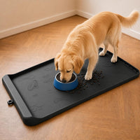 Dog Food Mat 36"x24" - Silicone Dog Mat for Food and Water Large Pet Feeding Mats with Residue - Black / 36"L x 24"W