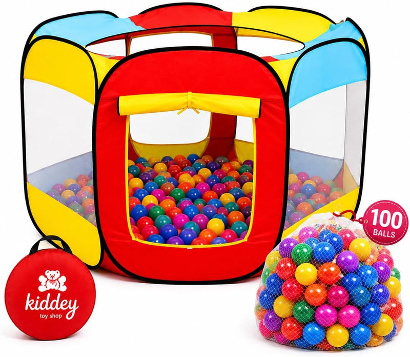 Kids Ball Pit Pop Up Large Tent for Toddlers - Ball Pit with 100 Balls