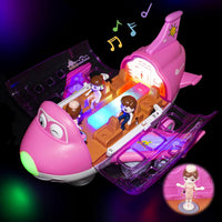 Ynybusi electric airplane toy for toddlers in pink with passengers, flight attendants and lights - view 3