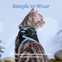 rabbitgoo Cat Harness and Leash Set, Step-in Soft Vest - M / Black & Light Blue - image 2