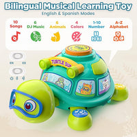 Educational Baby Toys 6-12 Month, Musical Crawling Turtle, Infant Toys for 6 7 8 9 10 Month Old Boy Girl, Christmas Bilingual Baby Gifts for 3-6-9-12 Months