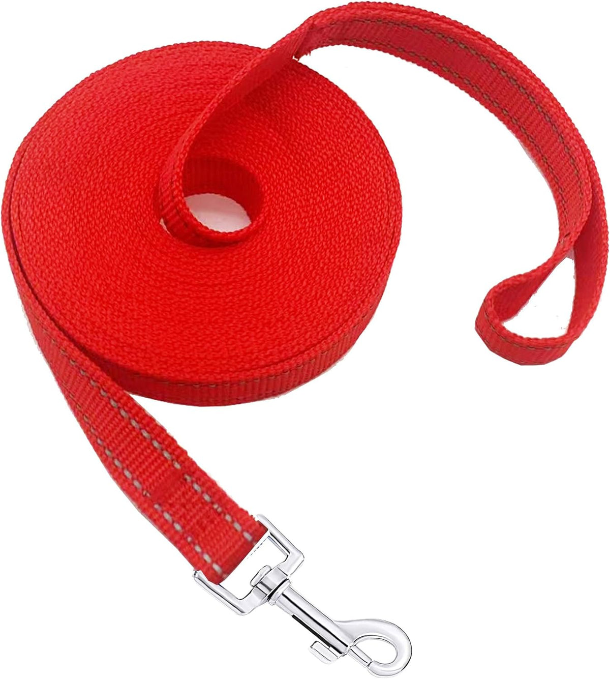 Nylon Training Dog Leash for Small Medium Large Dogs, Camping - Reflective Red / 100ft