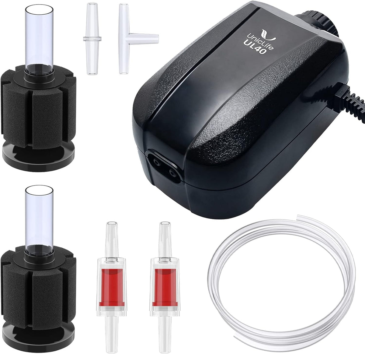 Uniclife Aquarium Air Pump Adjustable 4 LPM 2 Outlets Oxygen Pump