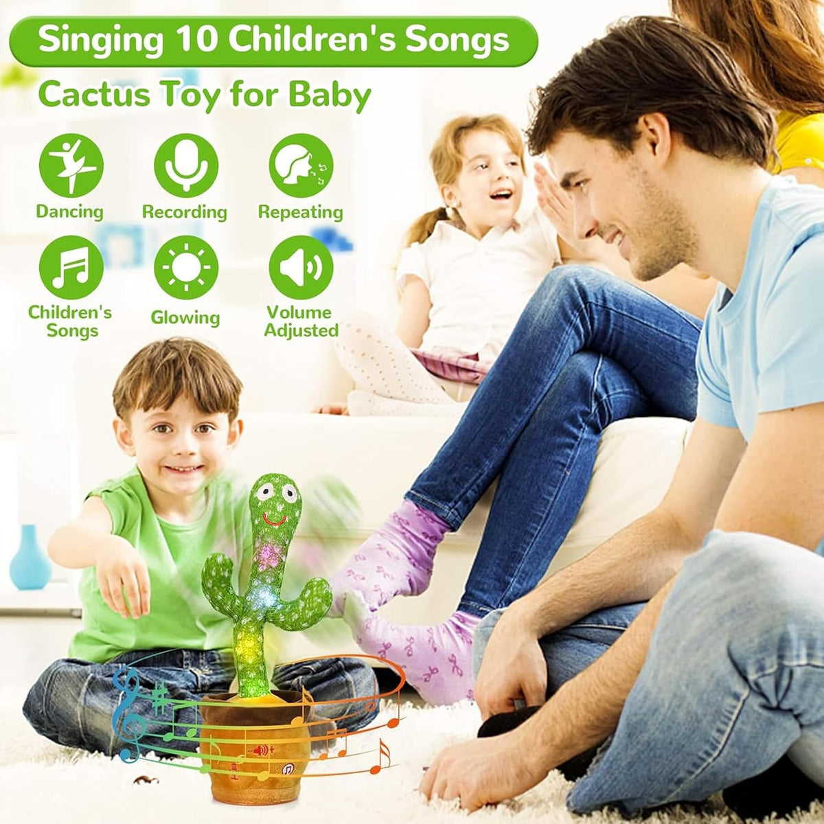 Emoin Adjustable Volume Control Dancing Cactus Toy Talking Cactus Toy - Talking Cactus+Box+Children's Song - image 2