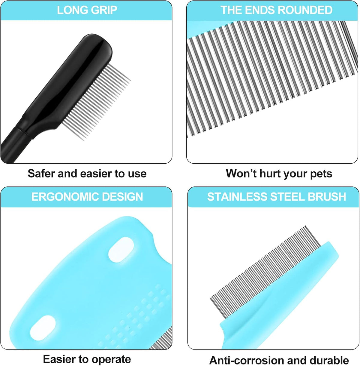 5 Pieces Dog Eye Combs Tear Stain Remover Combs Pet Grooming Comb - Black,Blue - image 3
