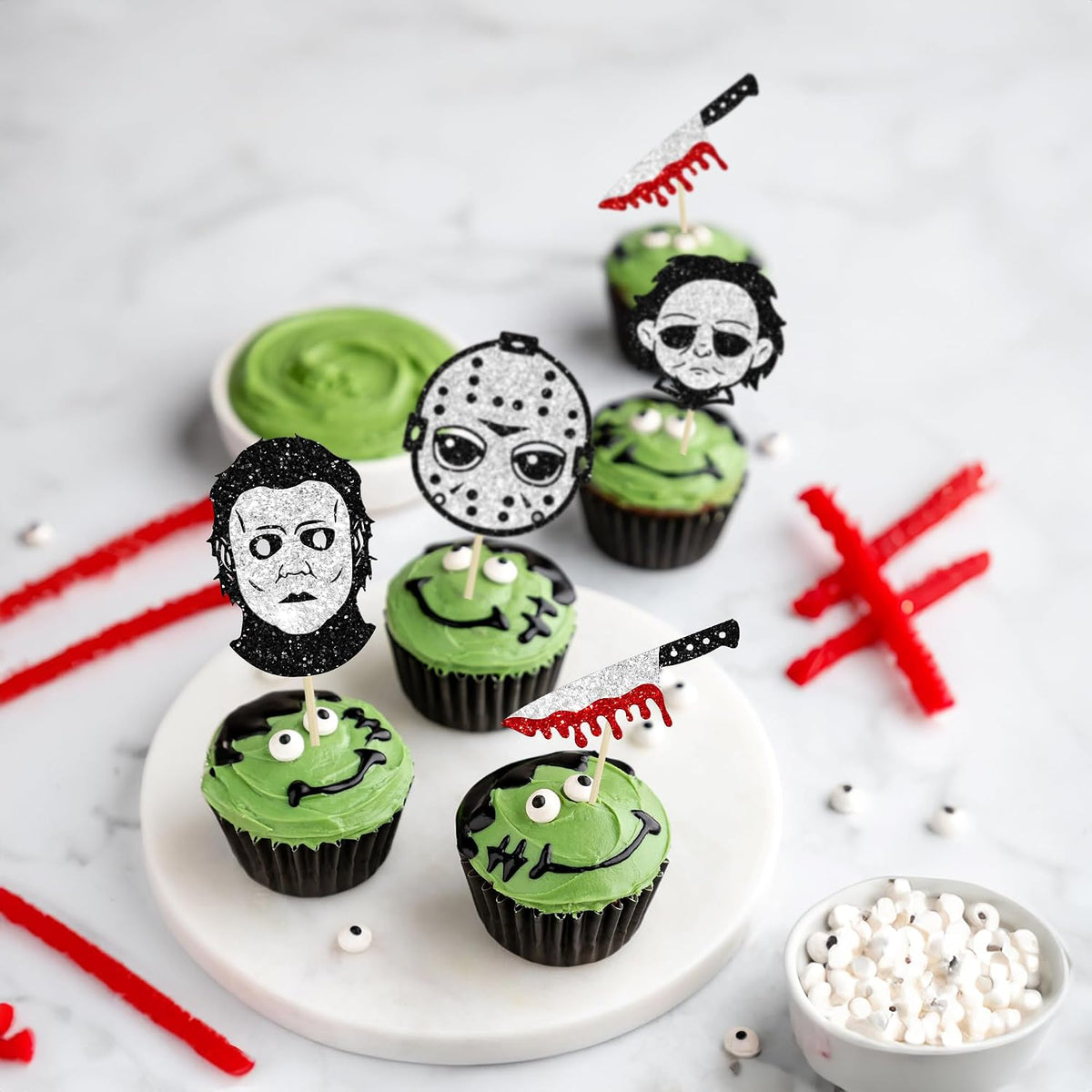 Gyufise Halloween baby shower cupcake toppers with Oh Baby ghost designs on picks - view 16