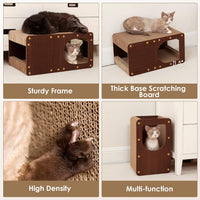 EHEYCIGA Cardboard Cat Scratcher House - 20x11.5x10.5inch / Dark Brown - image 4
