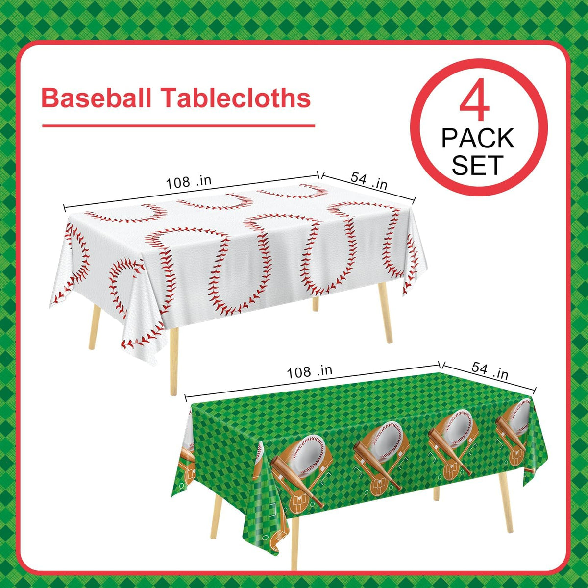 Oigco race car tablecloth with black and white checkered pattern on a rectangular party table - view 11