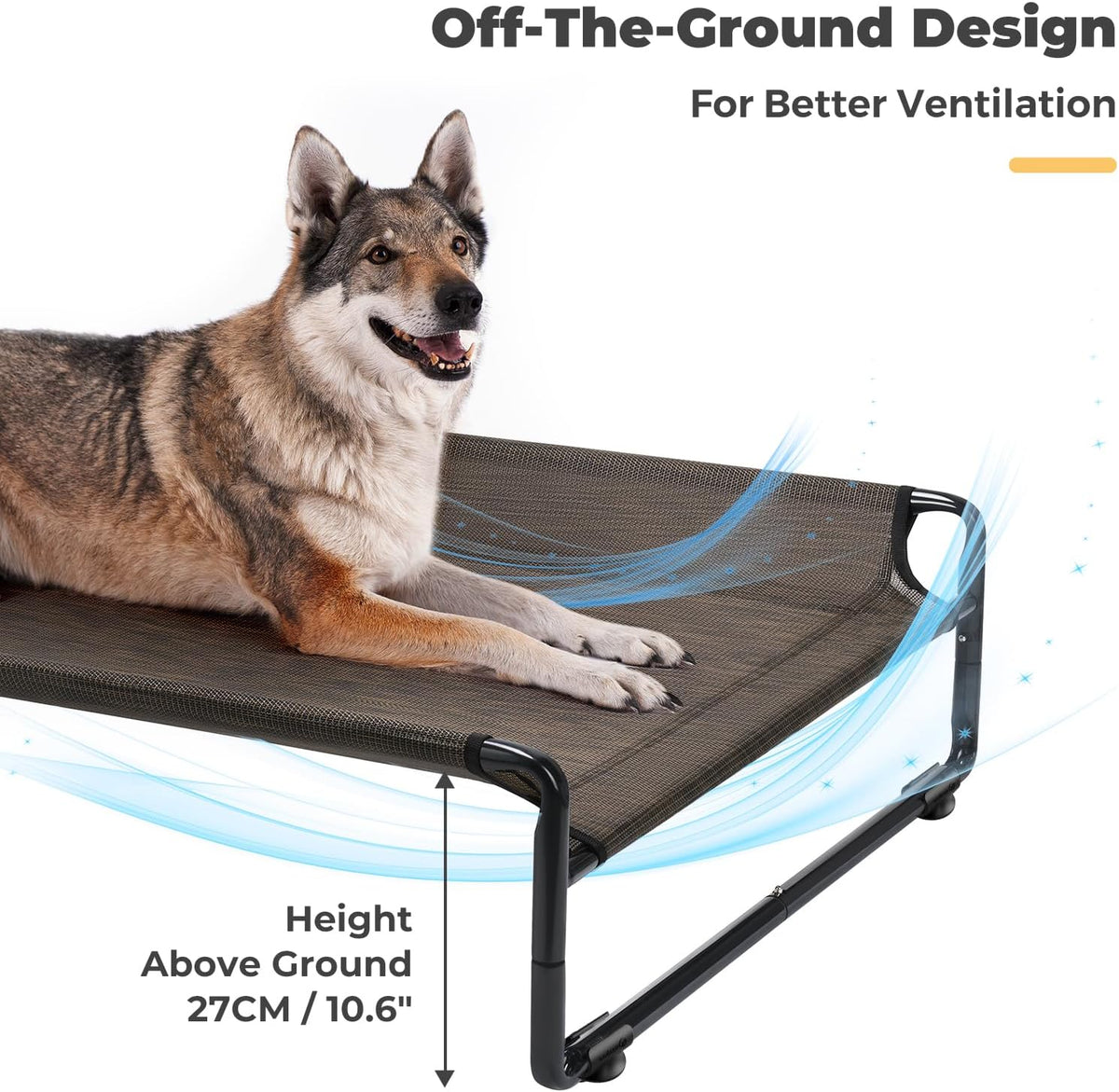 Veehoo Outdoor Elevated Dog Bed - Brown / 47.2"L x 31.9"W x 10.6"Th - image 4