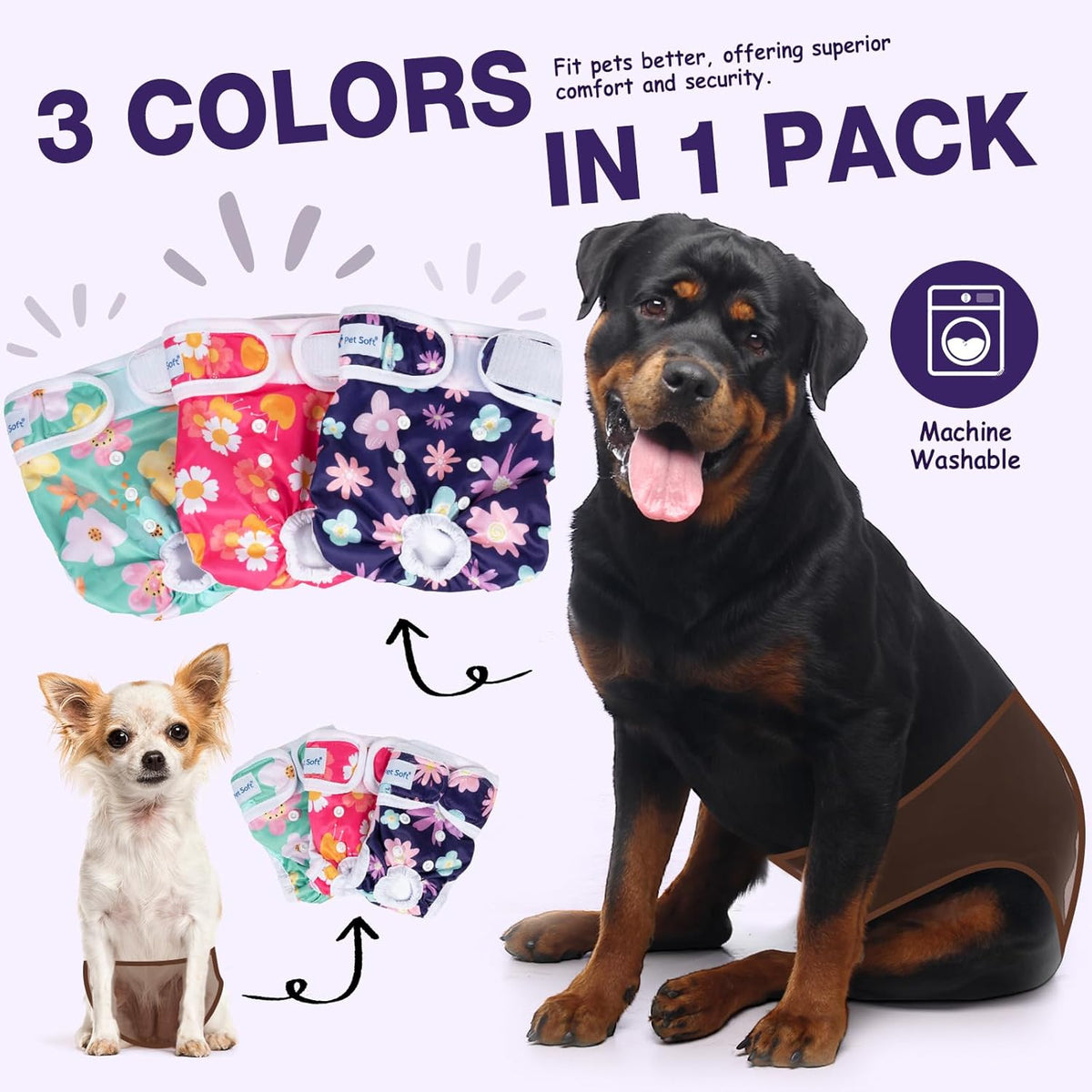 Pet Soft Washable Female Diapers Female Dog Diapers - Bloom / X-Small:7.5''-10'' - image 2