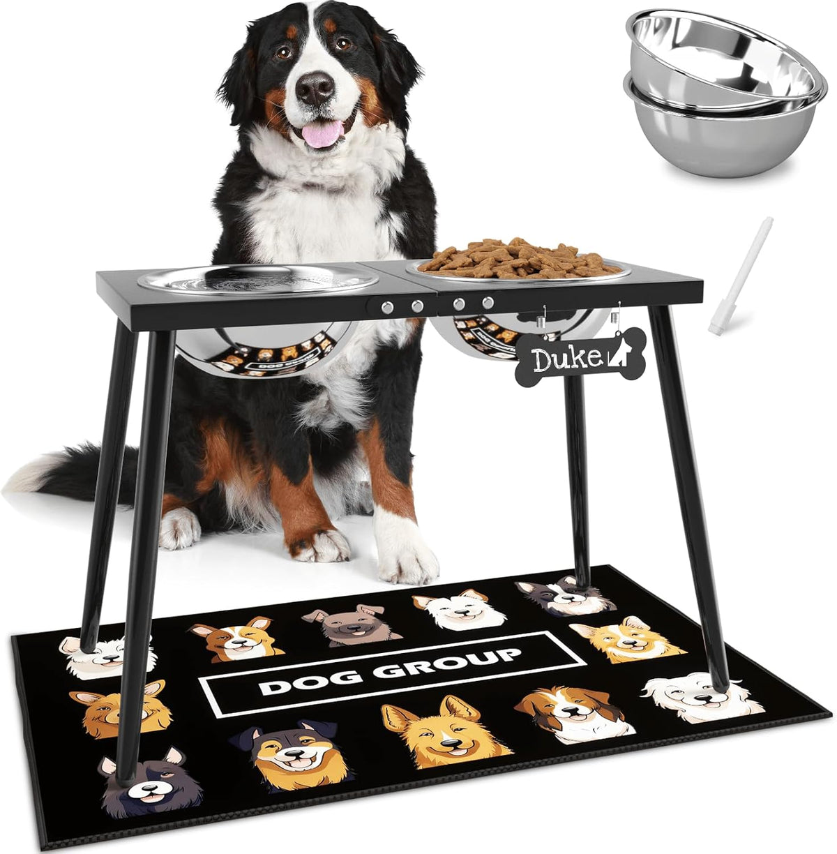 Metal Raised Dog Bowl Stand for Large and Medium Dogs - Height-17inch / Black-XX
