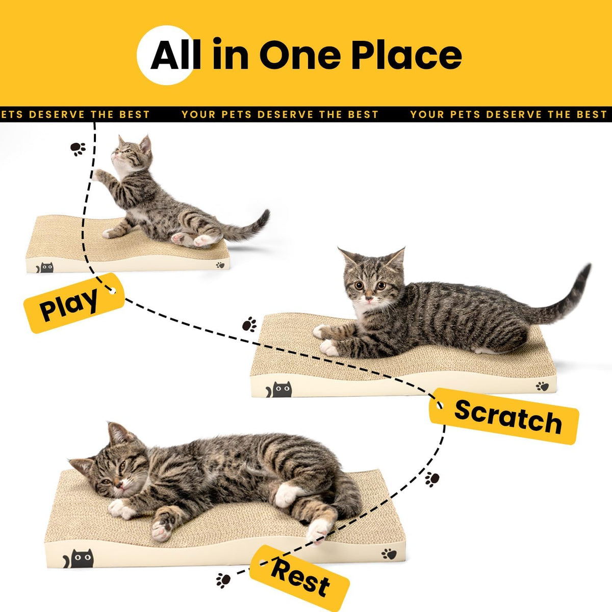 Cat Scratcher, Durable Scratch Pad - Beige / M: 16" - 2 Pack - image 4
