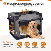 JESPET 3 Door Soft Dog Crates Kennel - Dark Grey / X-Large(36"L x 24"W x 27"H) - image 2